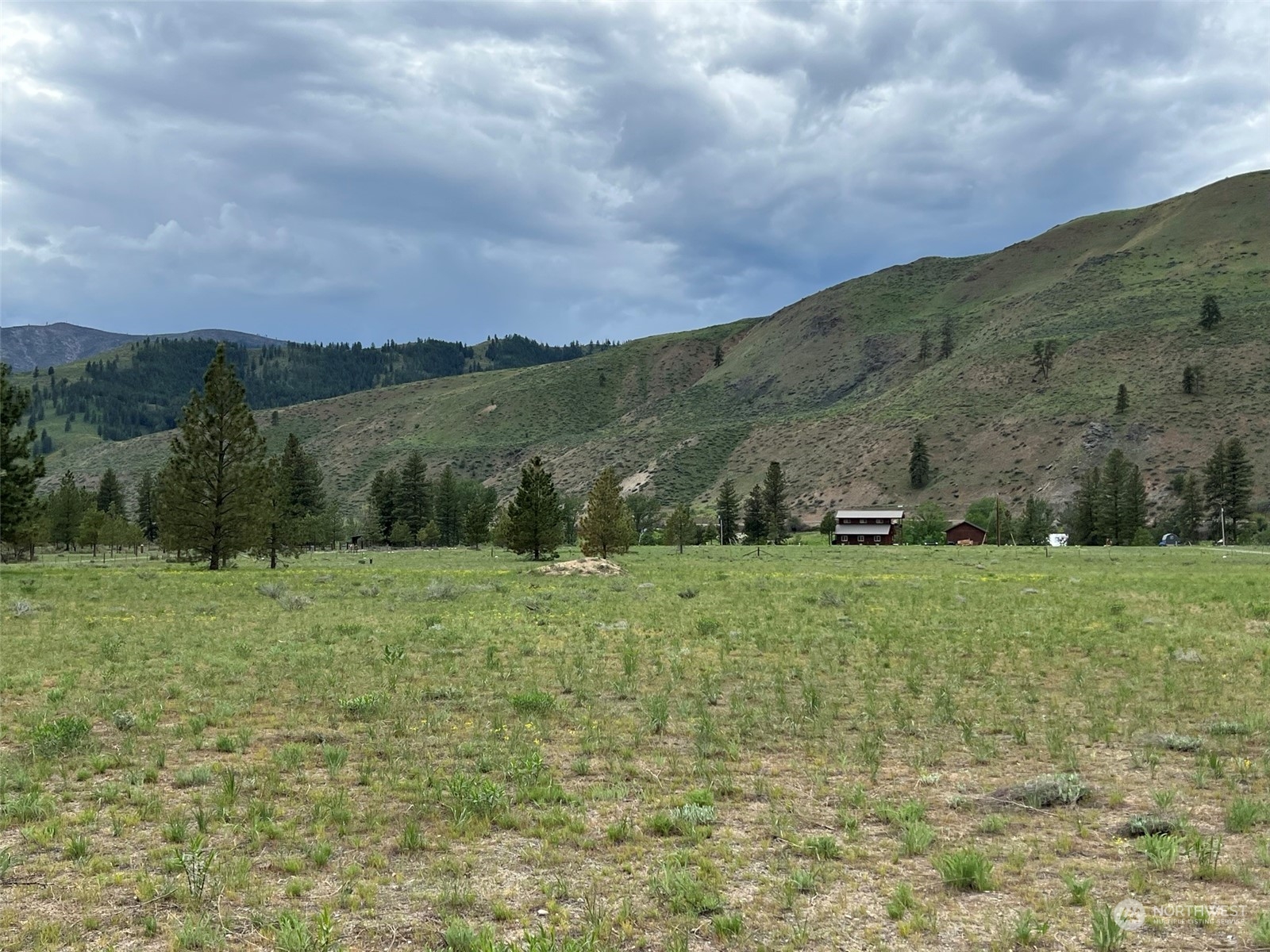 a view of an outdoor space and mountain view