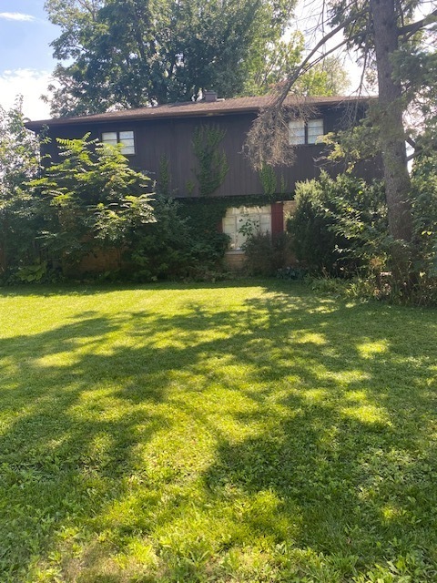 a view of a lake from a yard