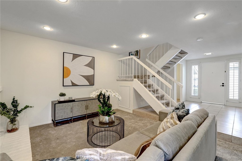 View from the living room to the stairs. So much to like about this wonderful condo!