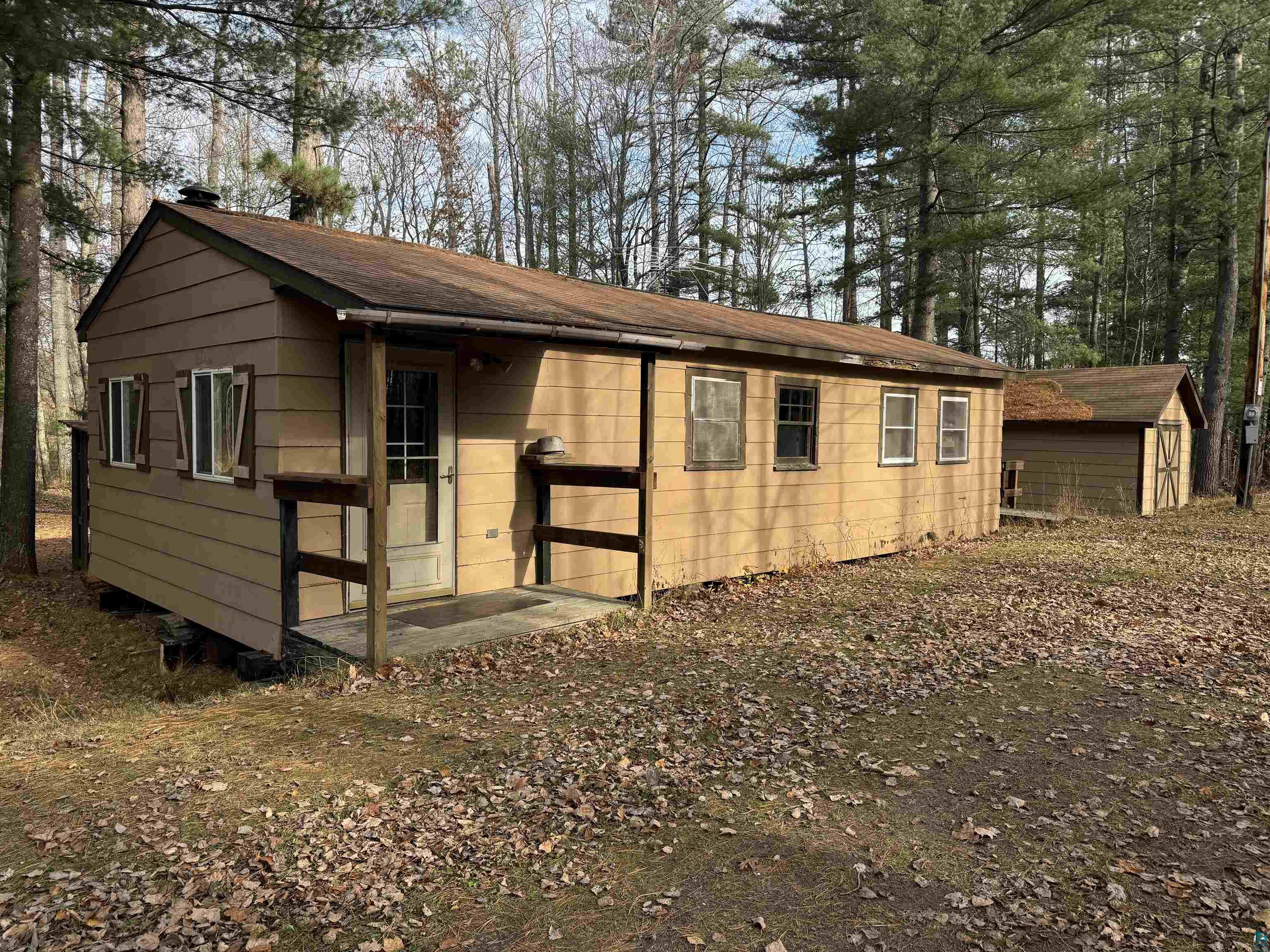 Exterior space with a shed