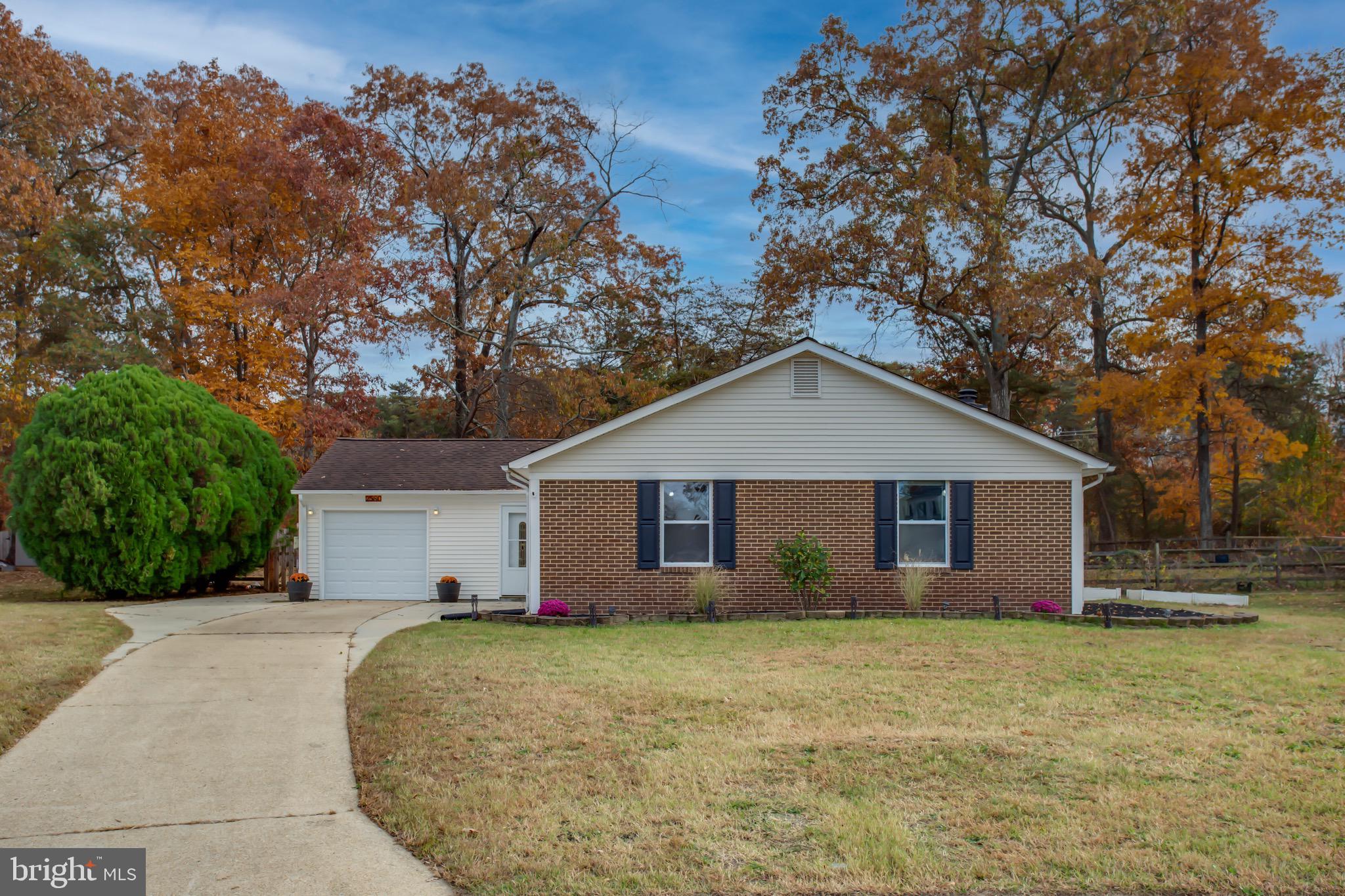 a view of a house with a yard and large tree