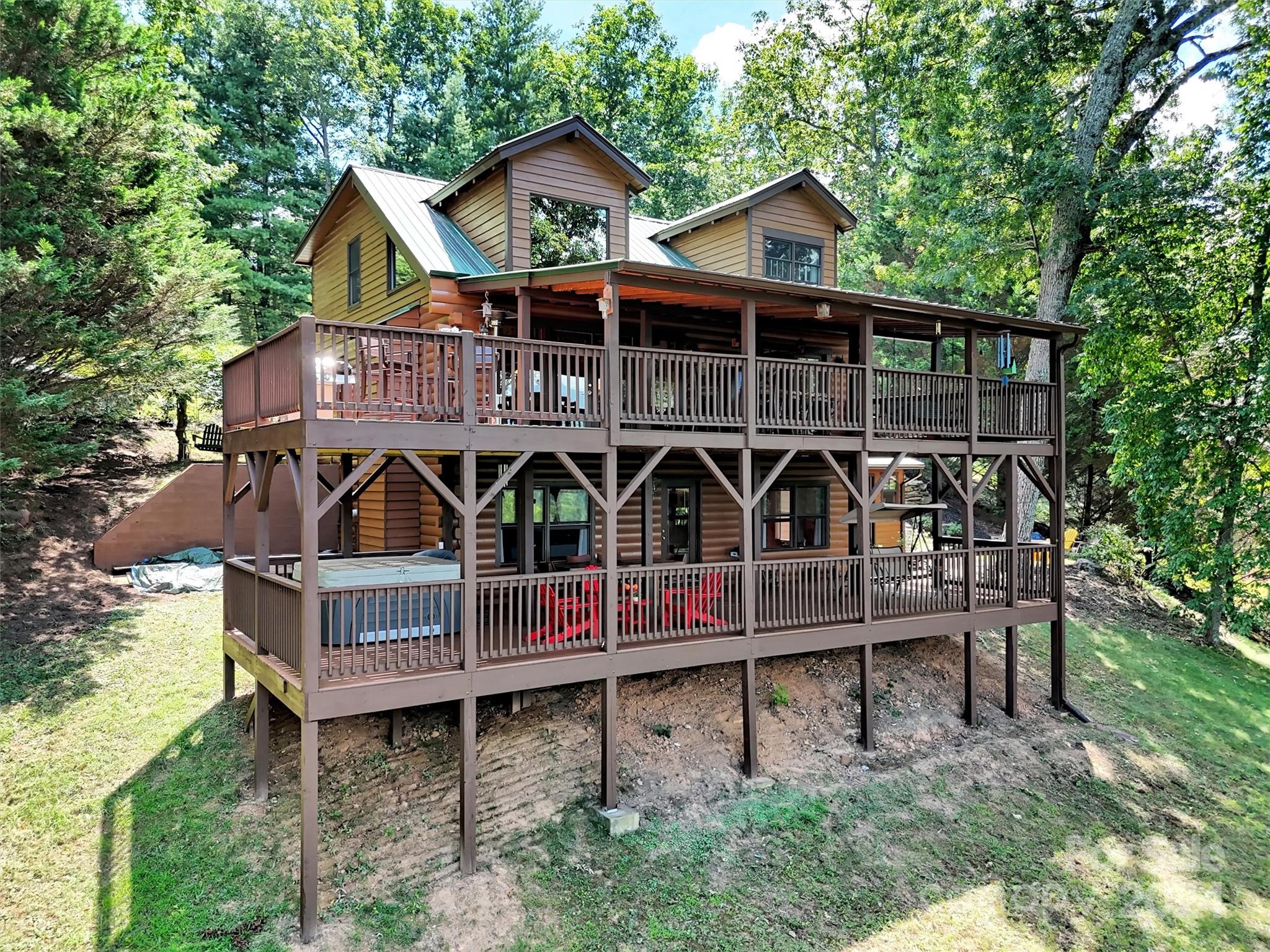 an front view of house with outdoor seating