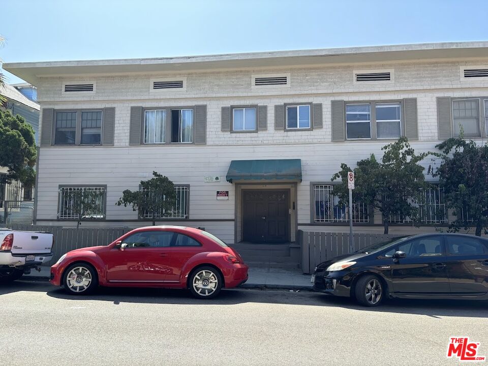 a car parked in front of a house