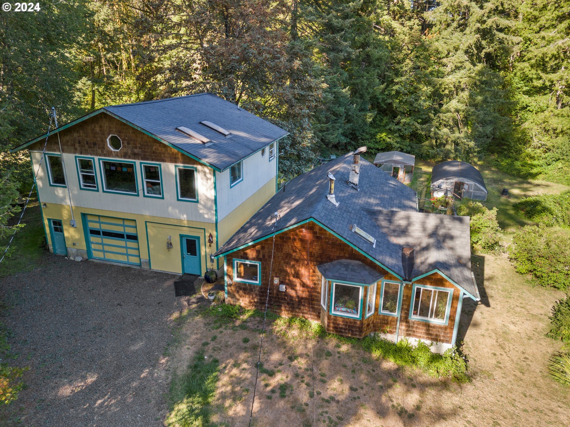 an aerial view of a house