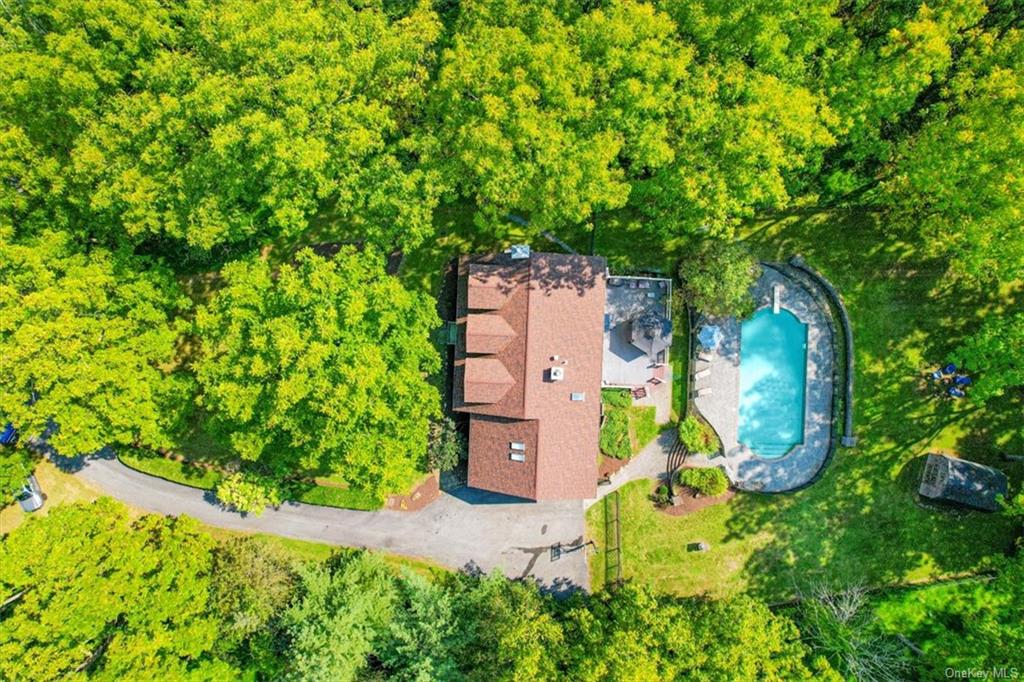 an aerial view of a house