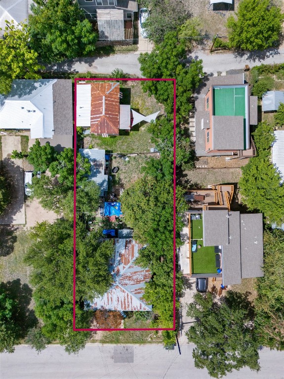 an aerial view of a house