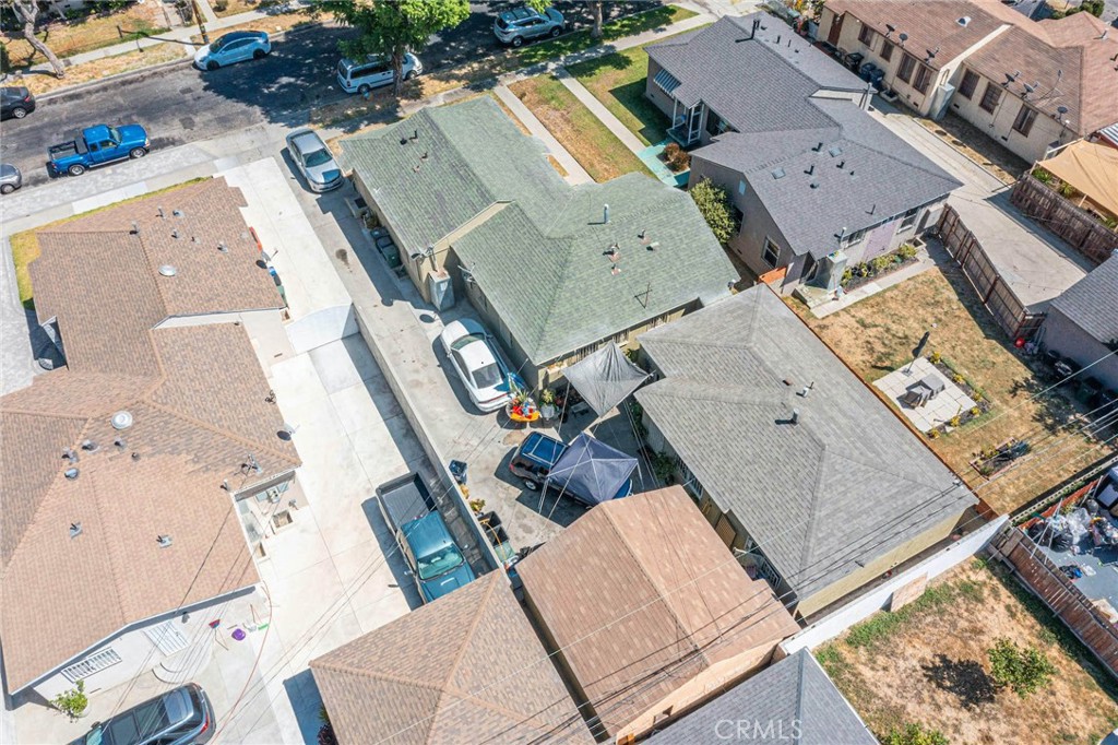 an aerial view of a house with a space