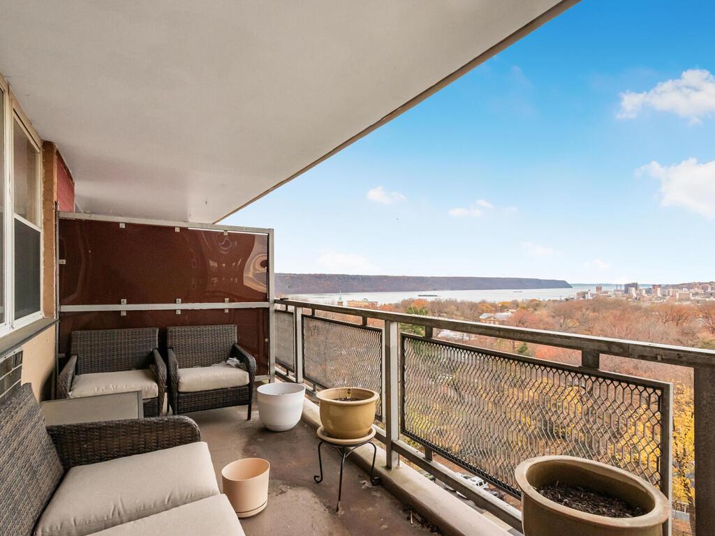 Balcony with a water view