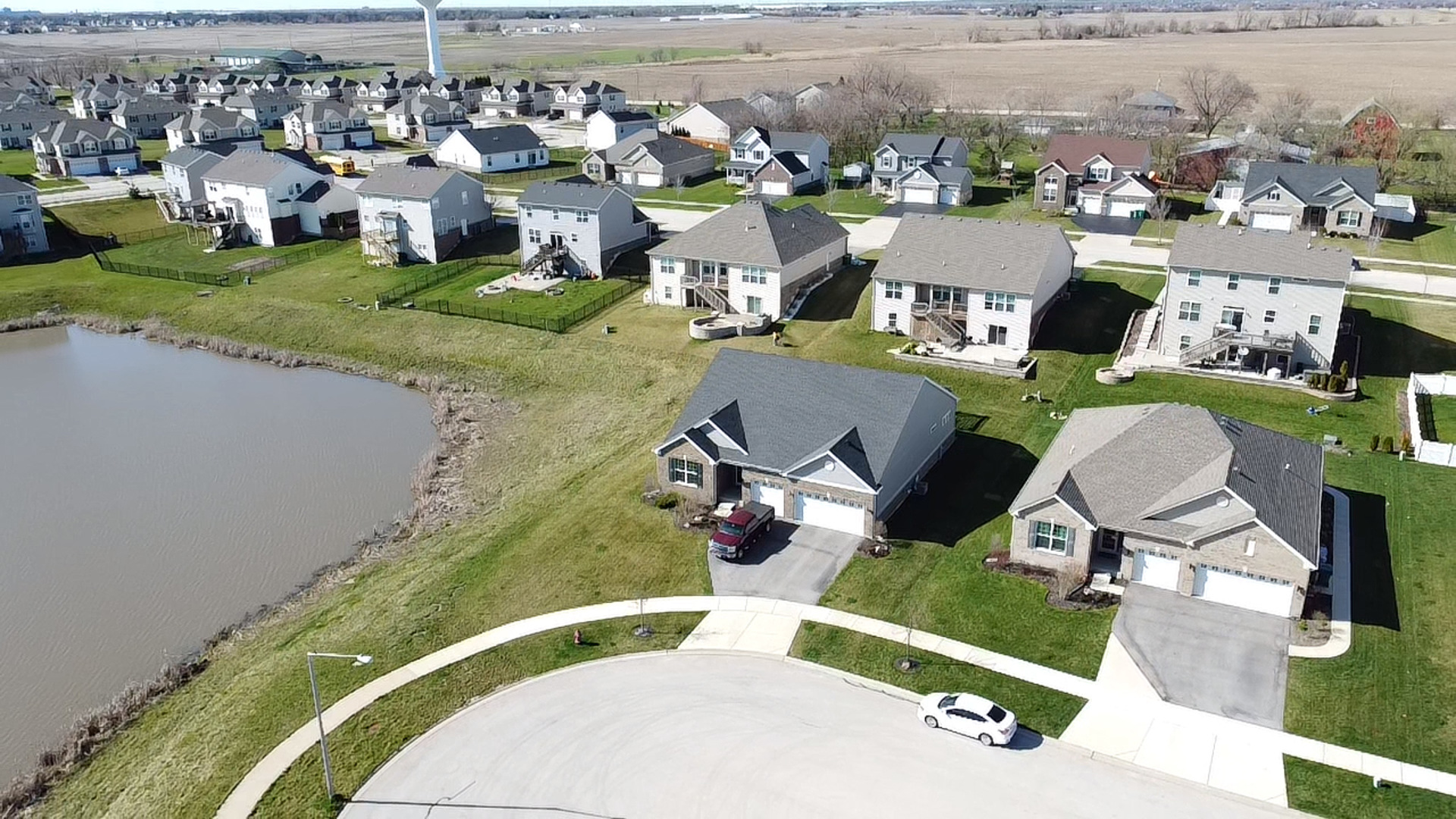 aerial view of a house with outdoor space