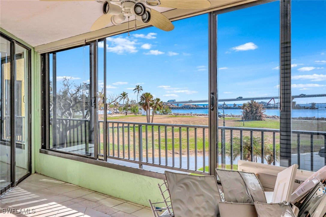 a balcony with furniture