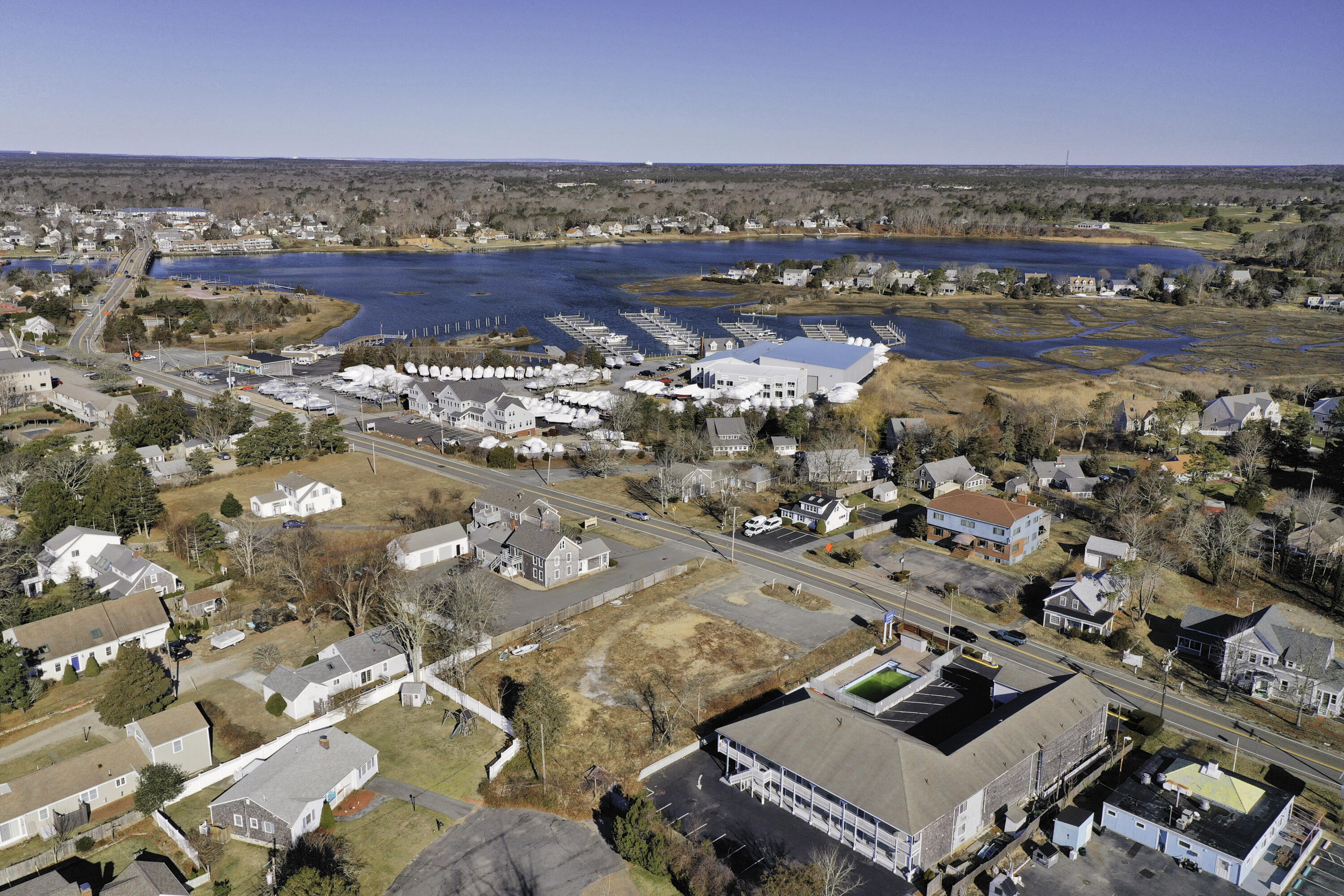 an aerial view of multiple house