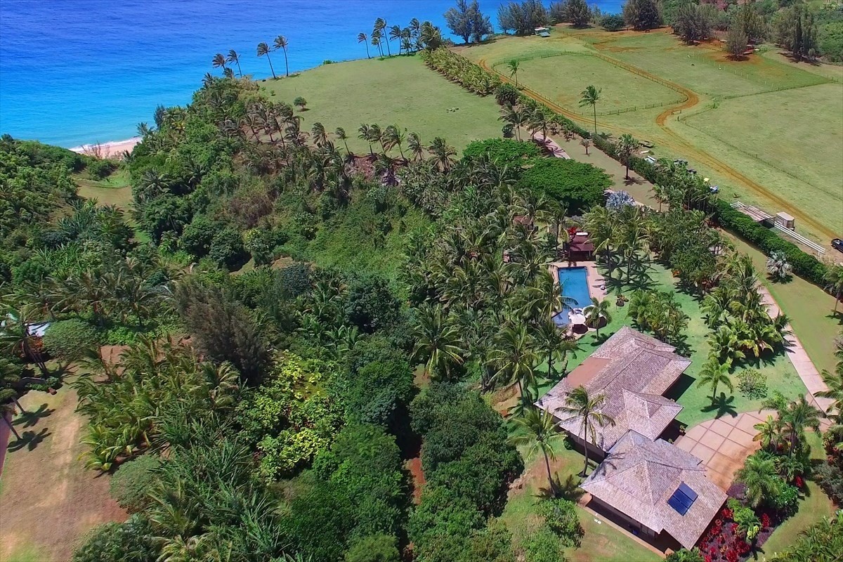 an aerial view of a house