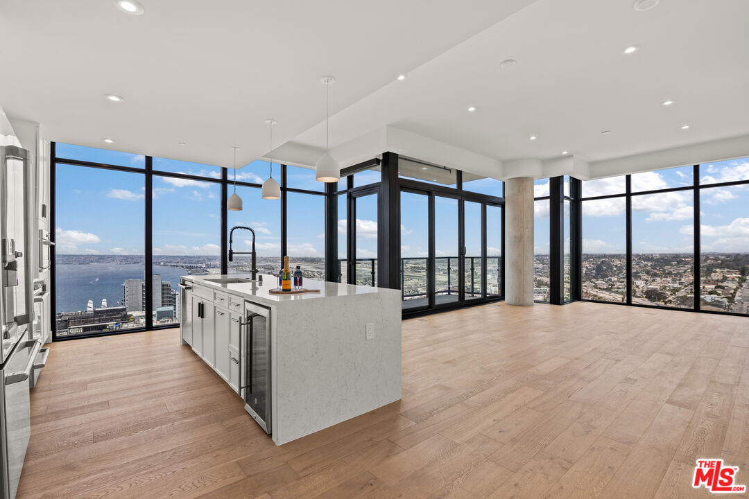 a large white room with a large window