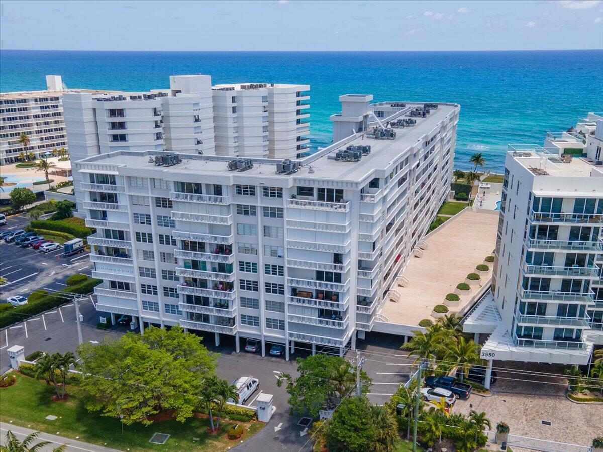 a view of a building with an outdoor space