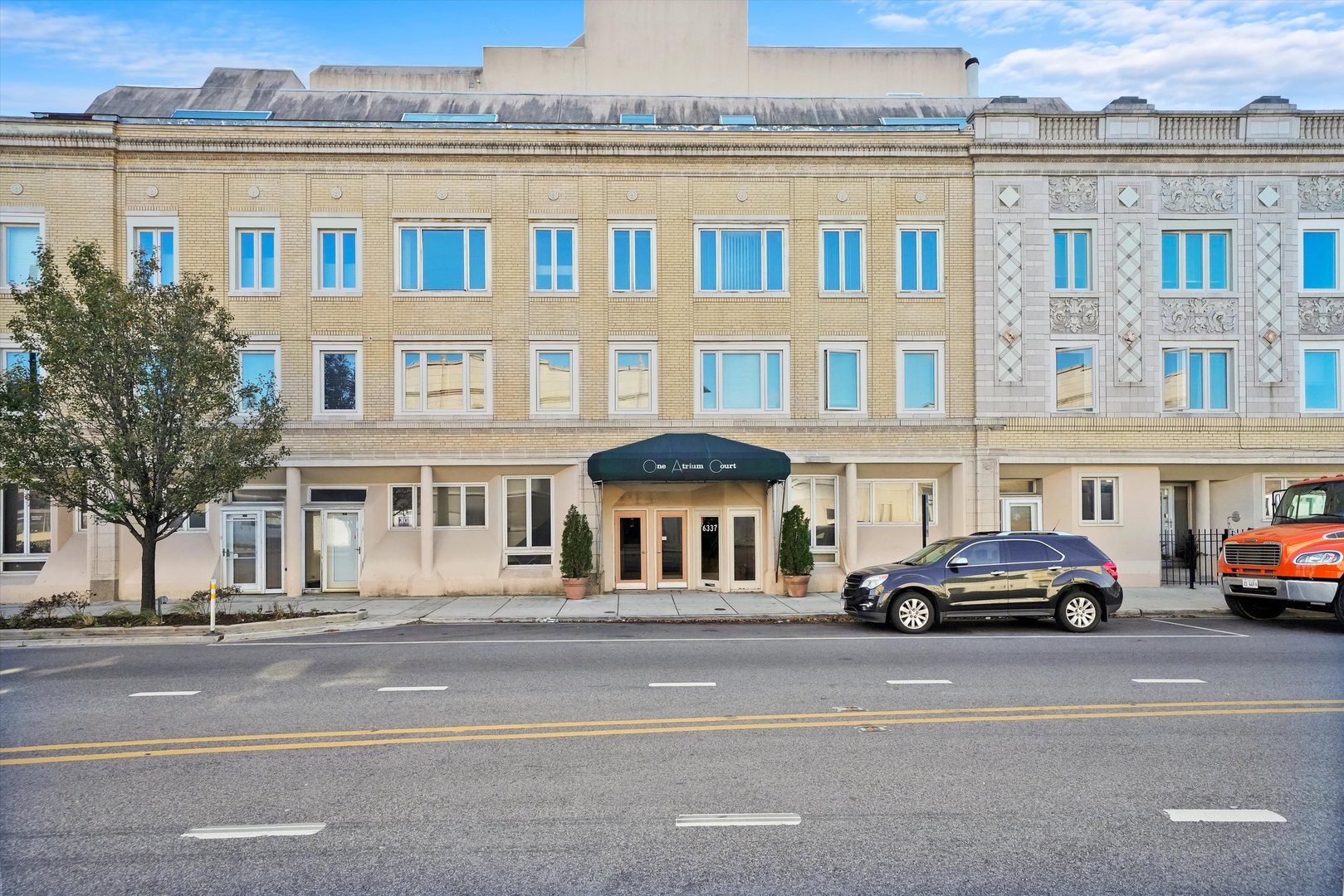 a car parked in front of a building