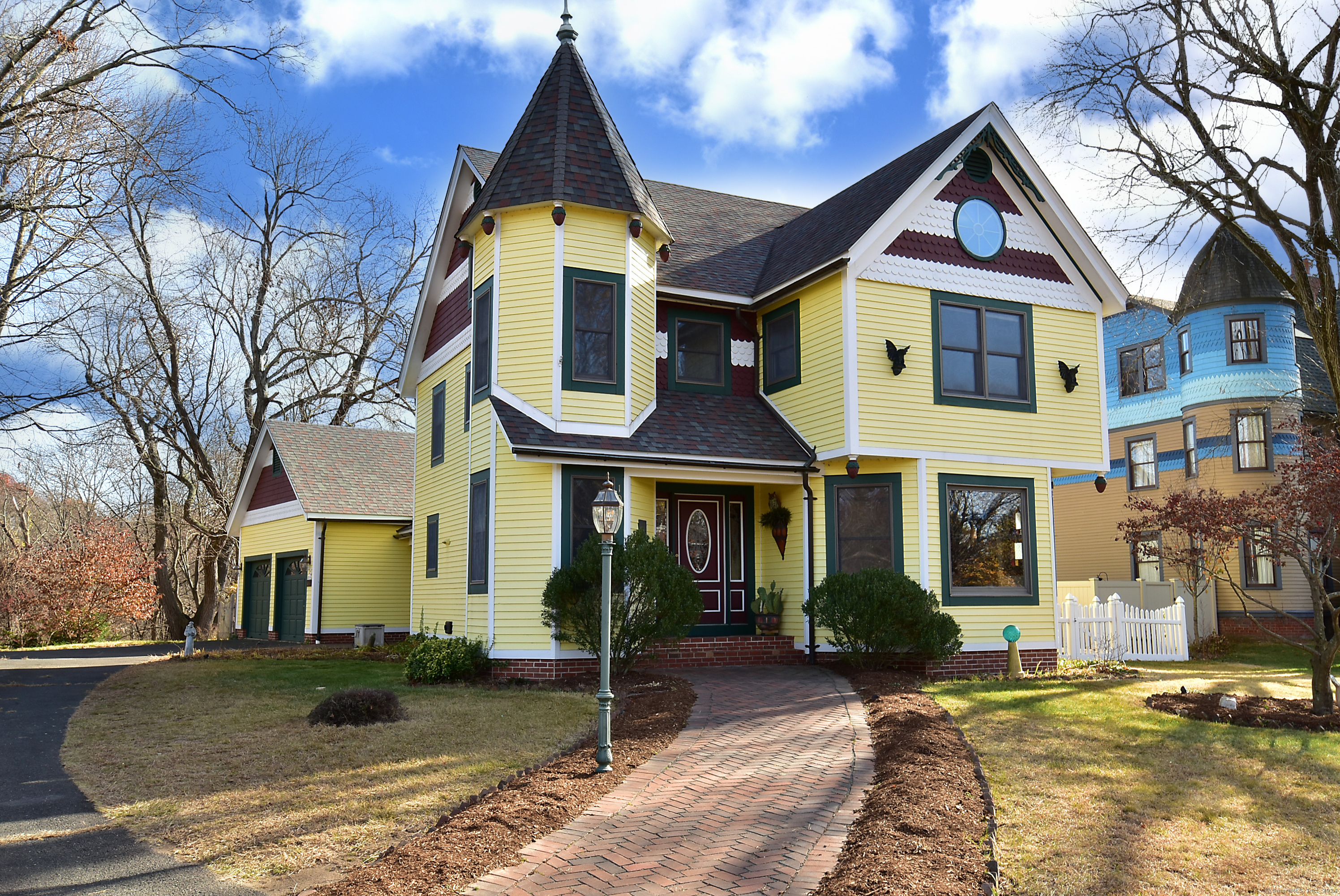 a front view of a house with a yard