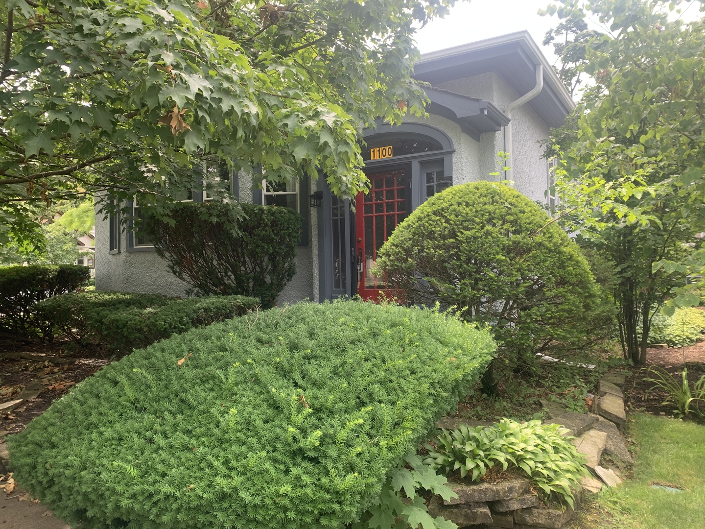 a view of a yard in front of house