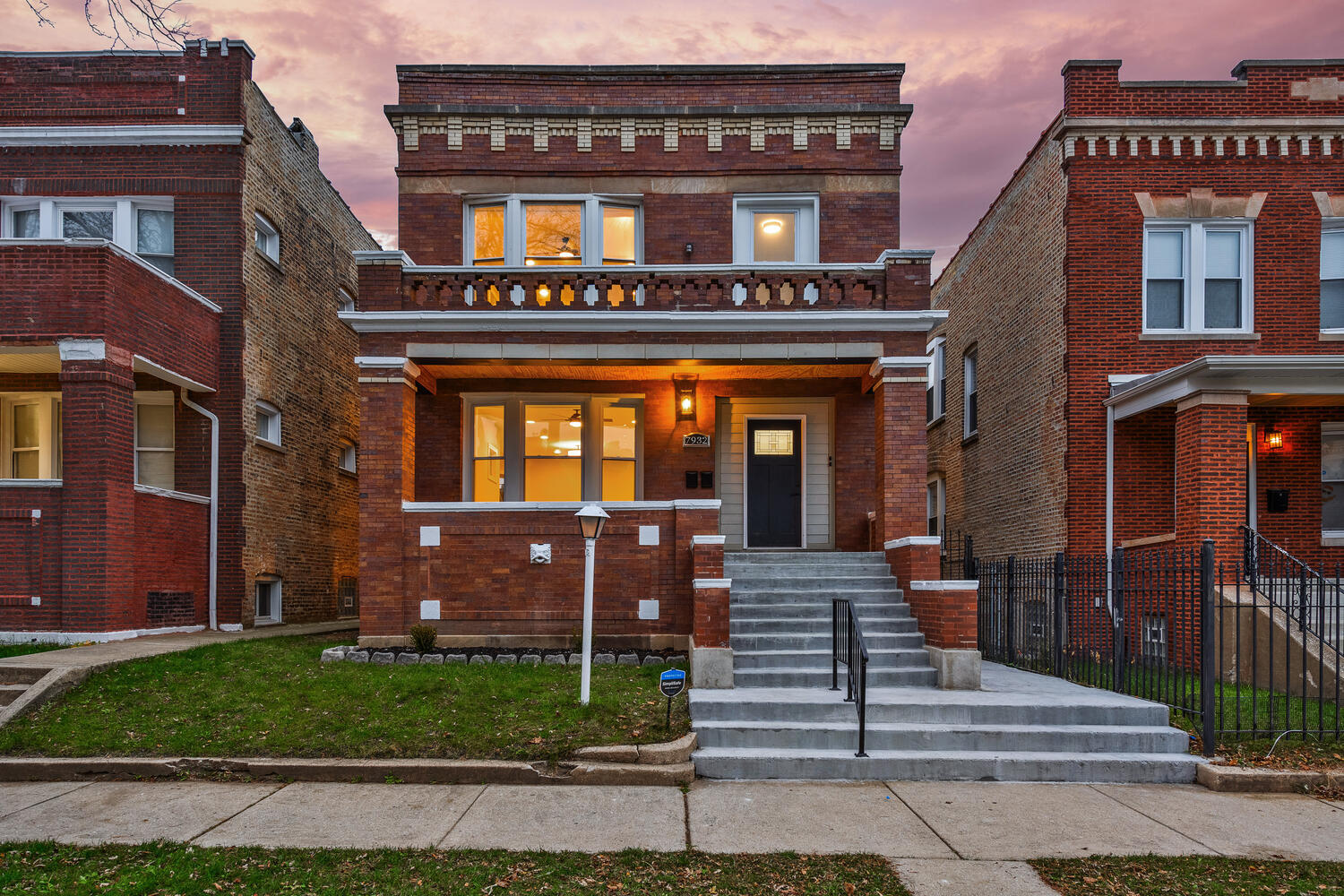 front view of a brick house