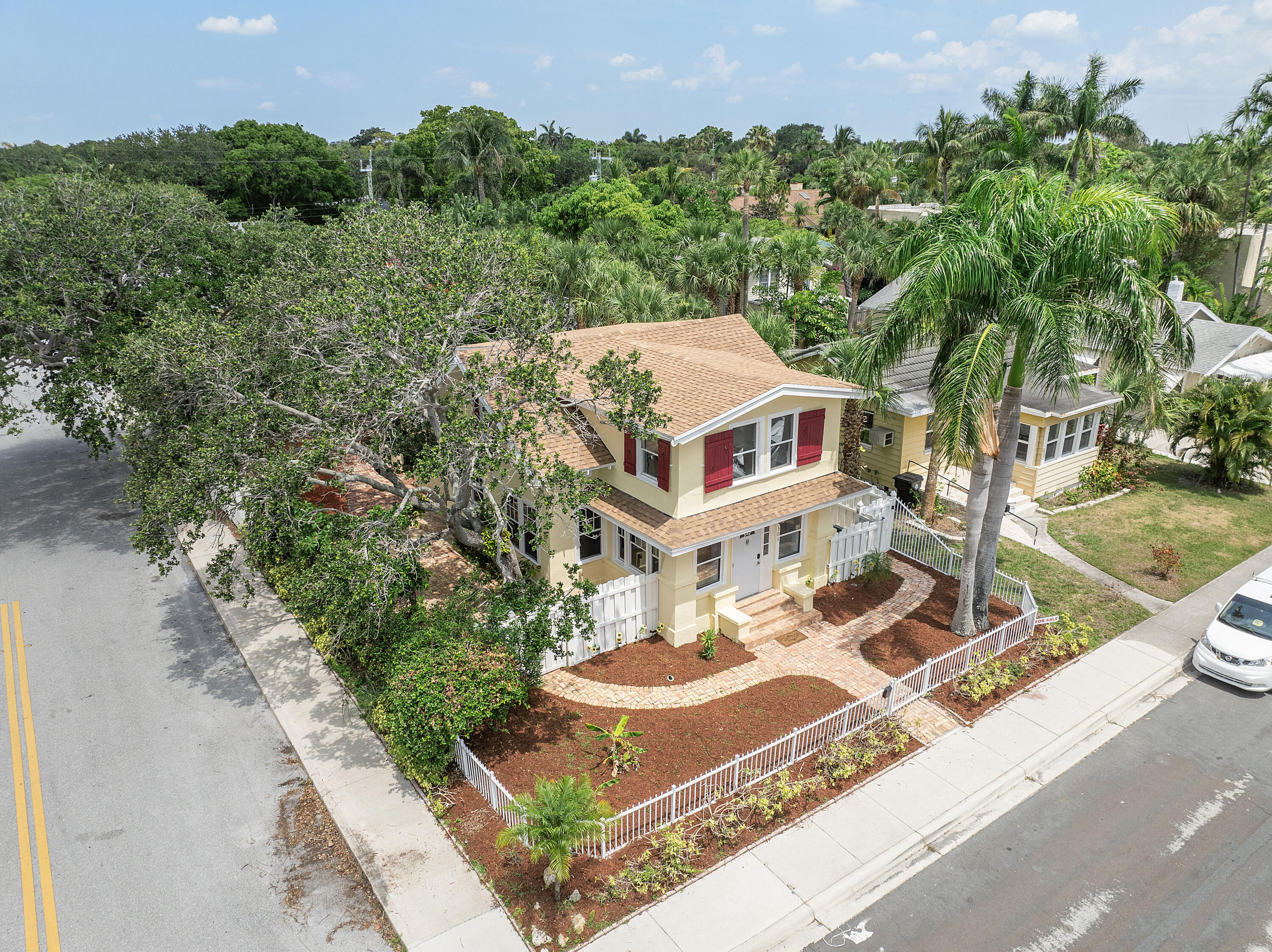 an aerial view of a house