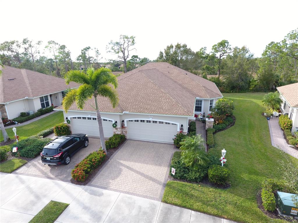 an aerial view of a house