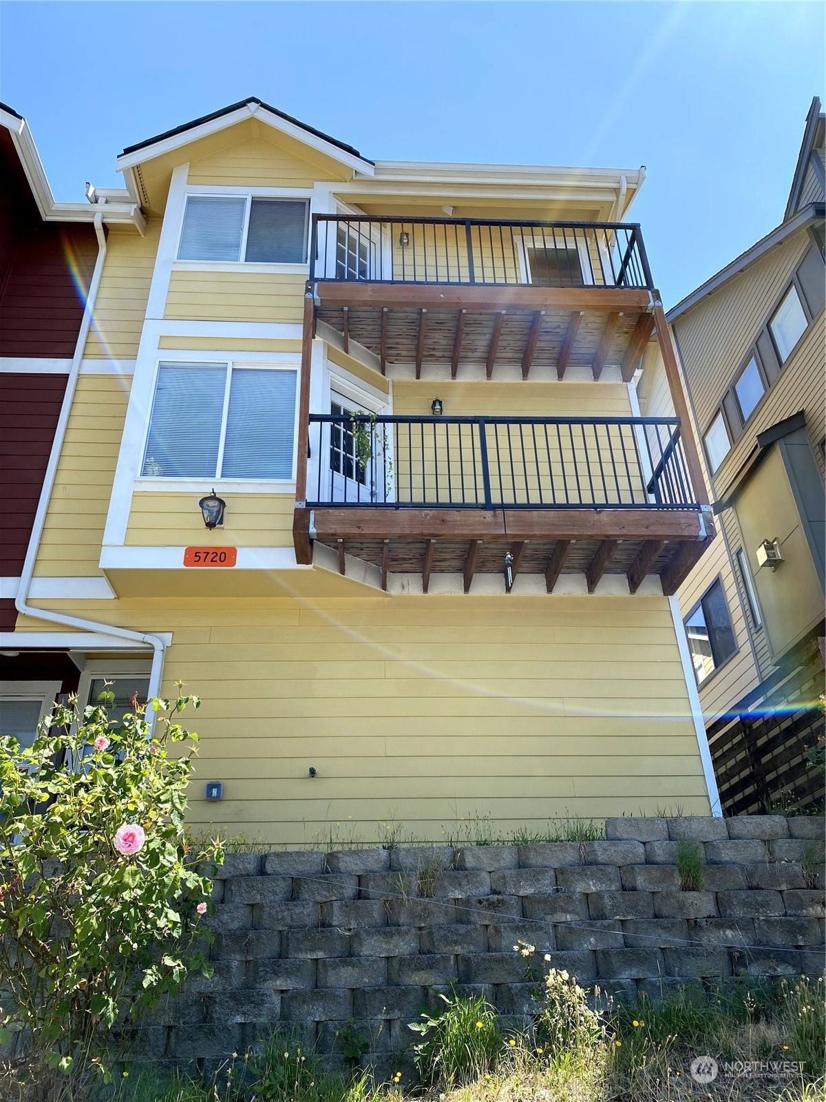 a view of a house with a balcony