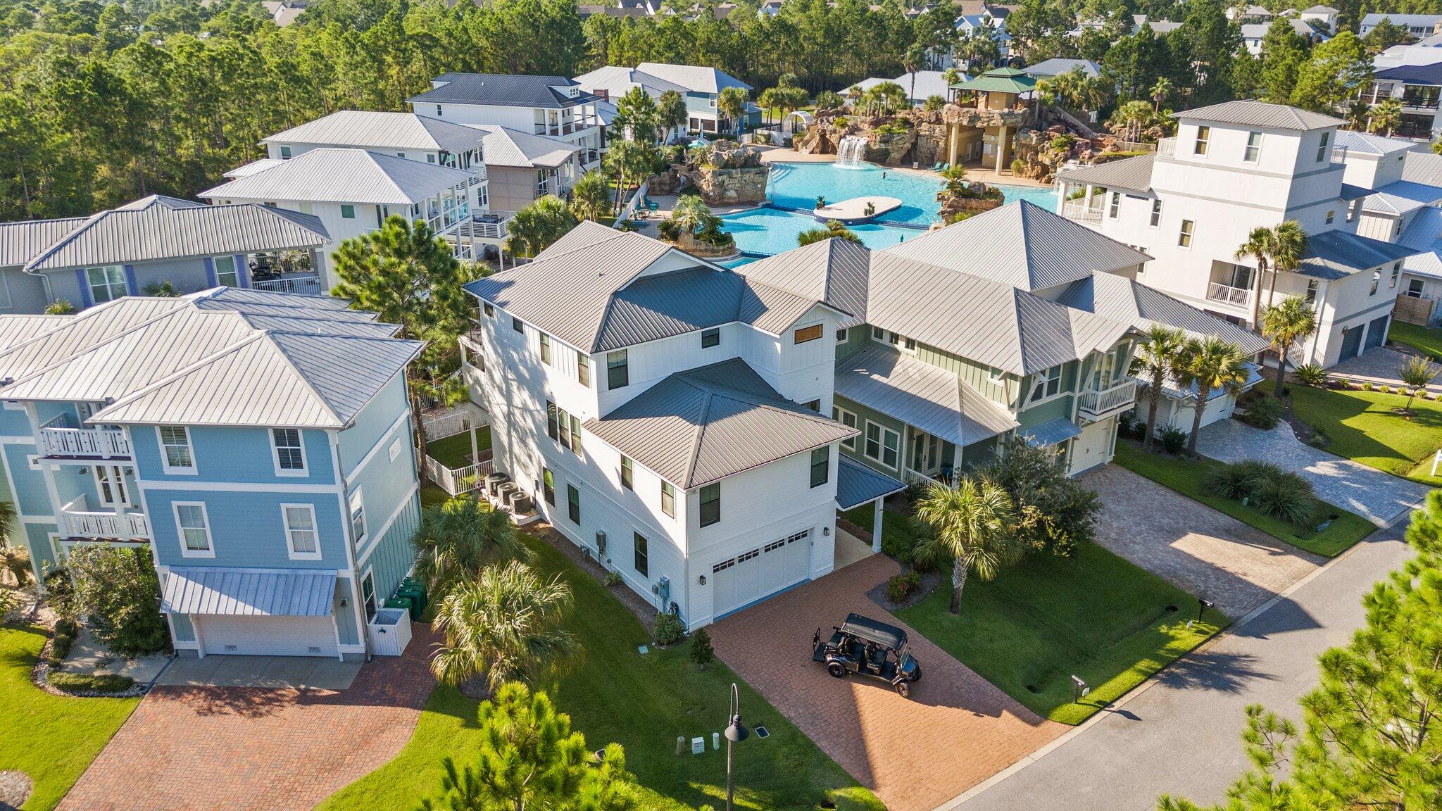 an aerial view of a house