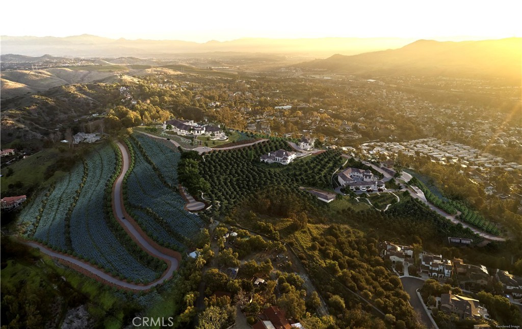 an aerial view of residential house with green space