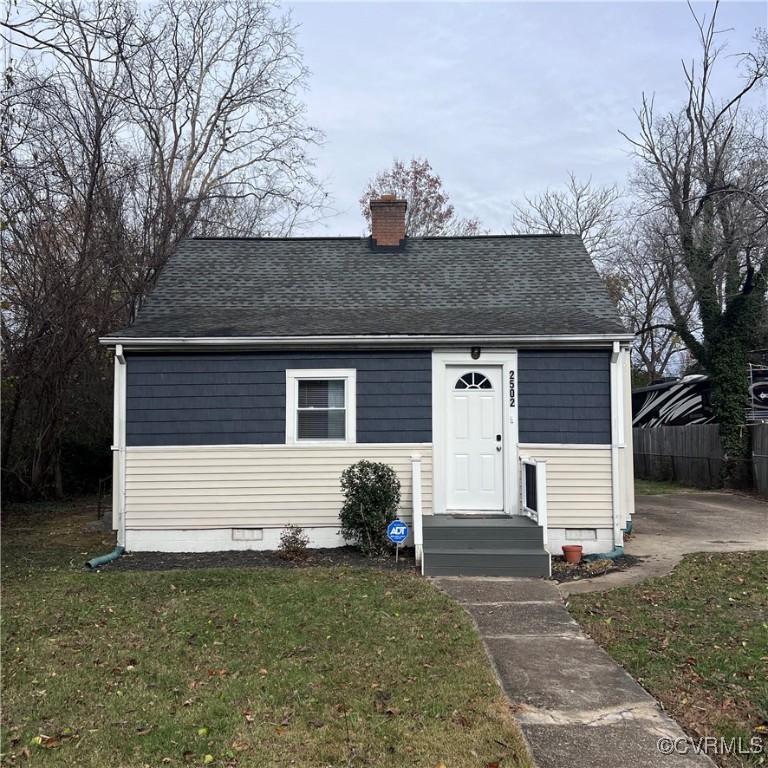 View of front of home with a front yard