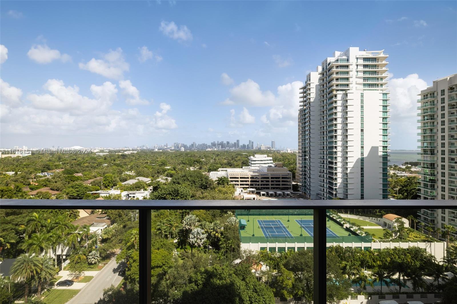 a view of a city from a balcony