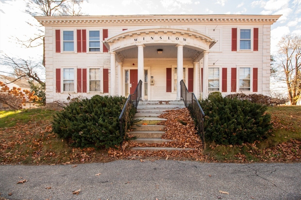 a front view of a building