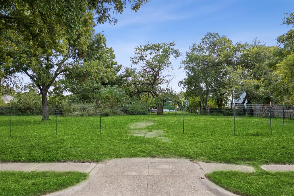 a view of a park and trees