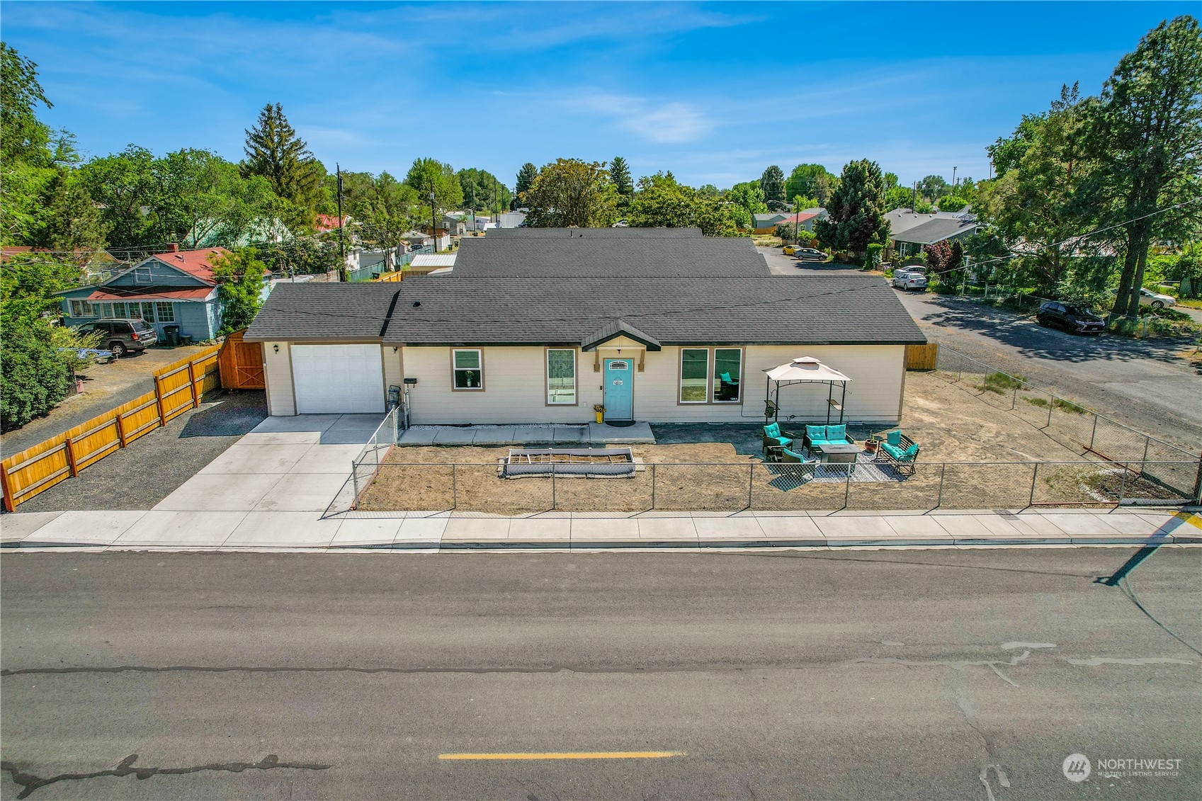 an aerial view of a house