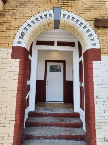 a front view of a house with entryway