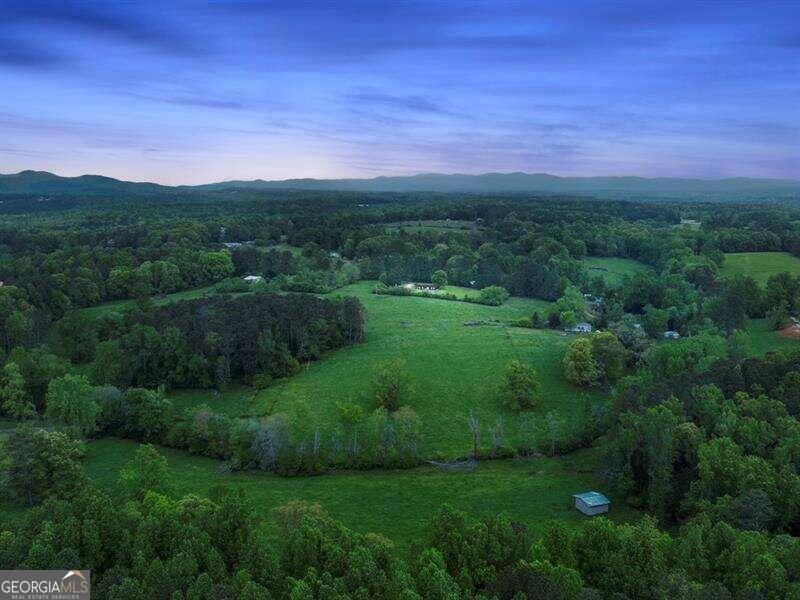 a view of a field with a big yard