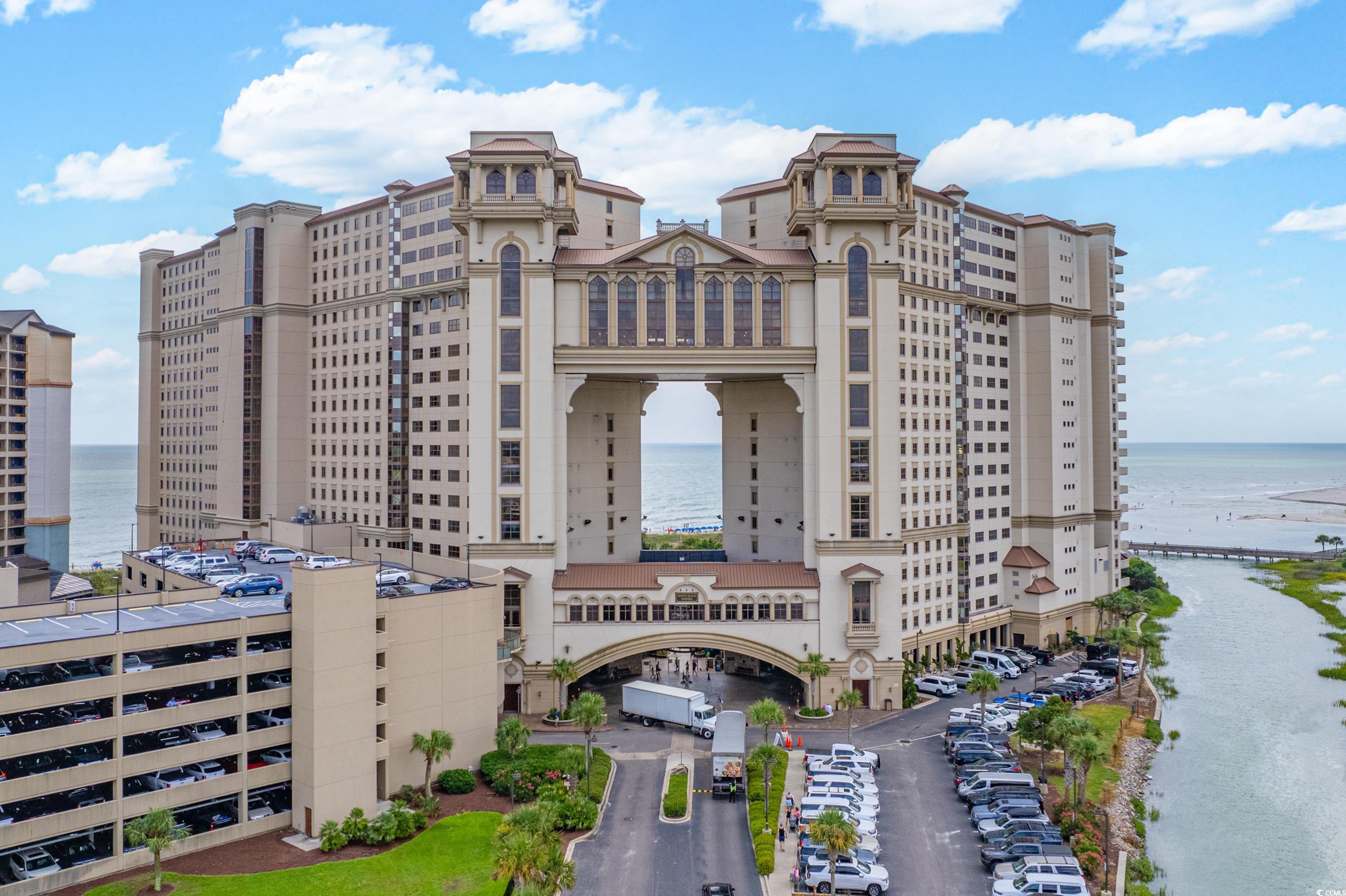 View of front of the North Beach Tower buildings w