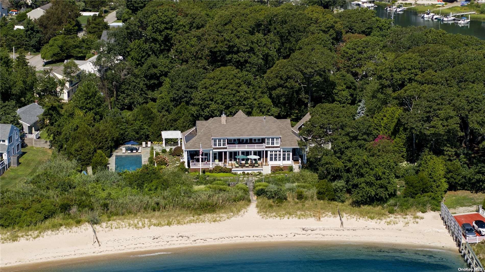 an aerial view of a house