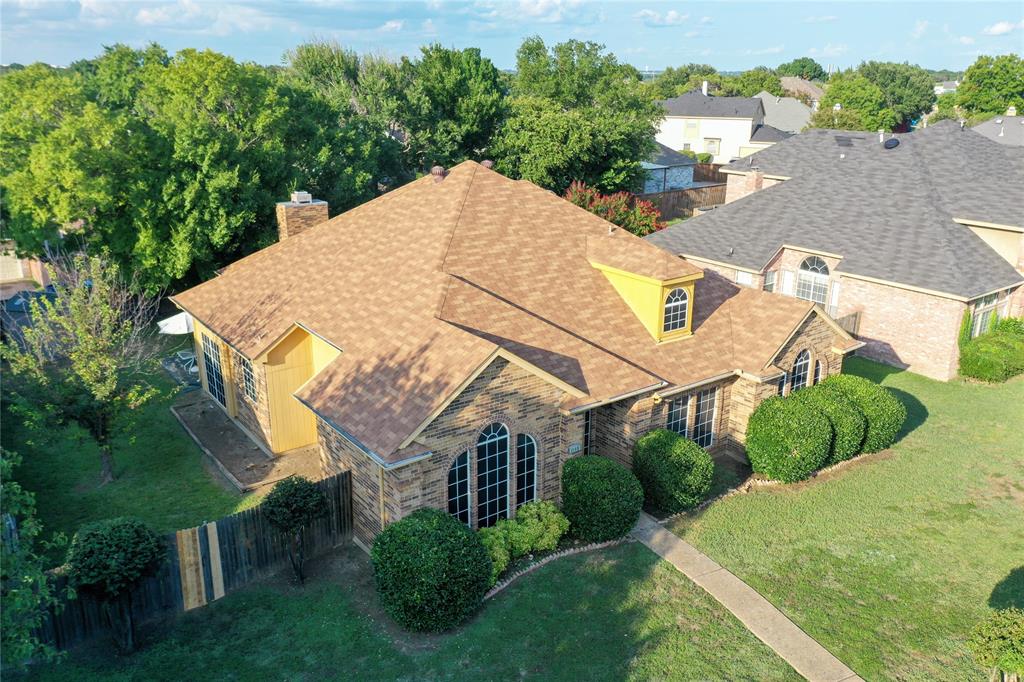 an aerial view of a house