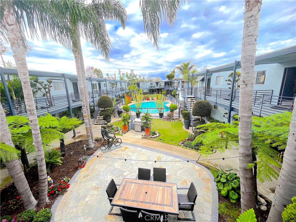 a view of an outdoor sitting area