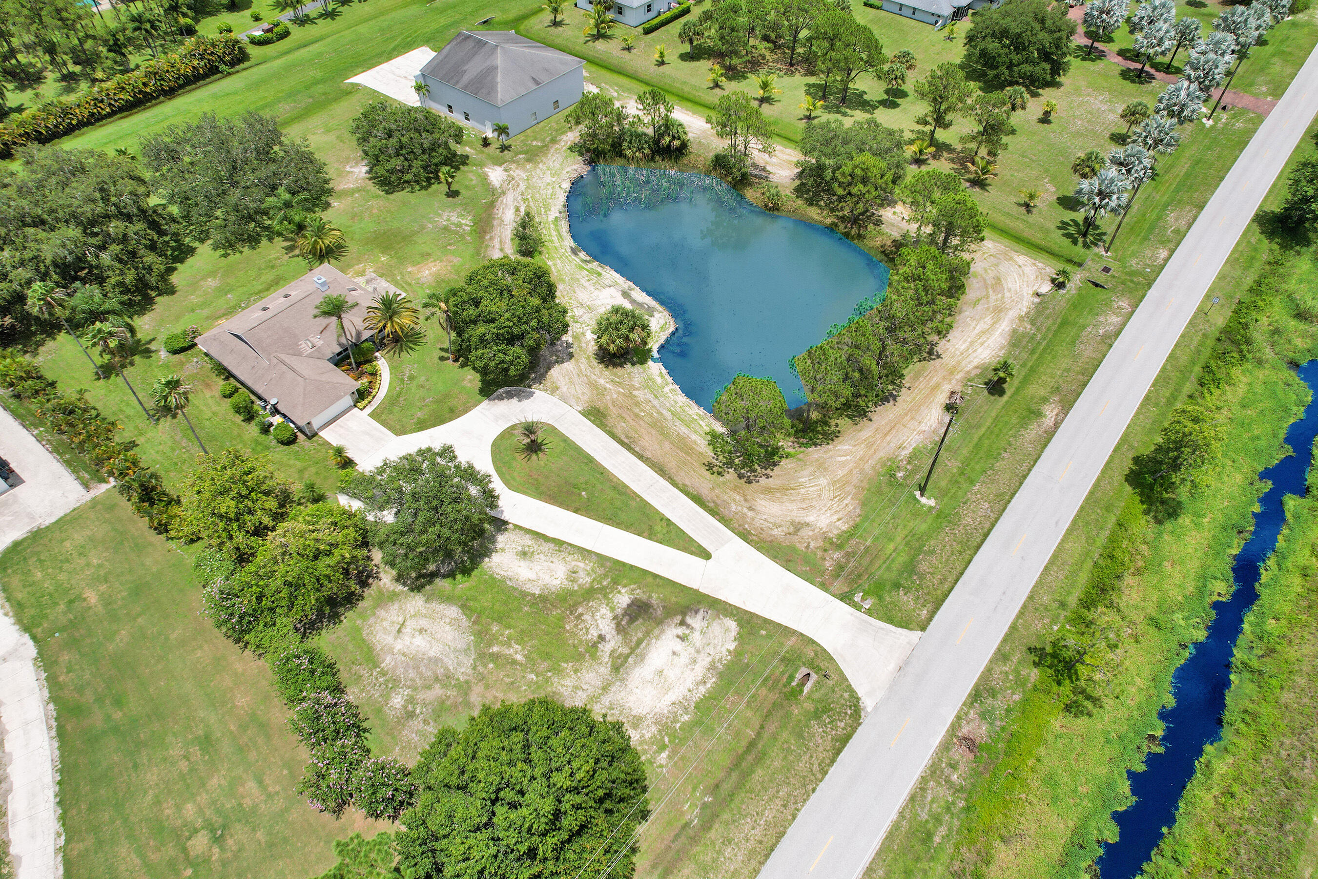 an aerial view of a house