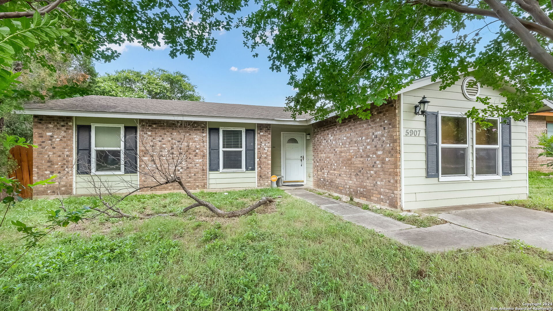 a house with trees in the background