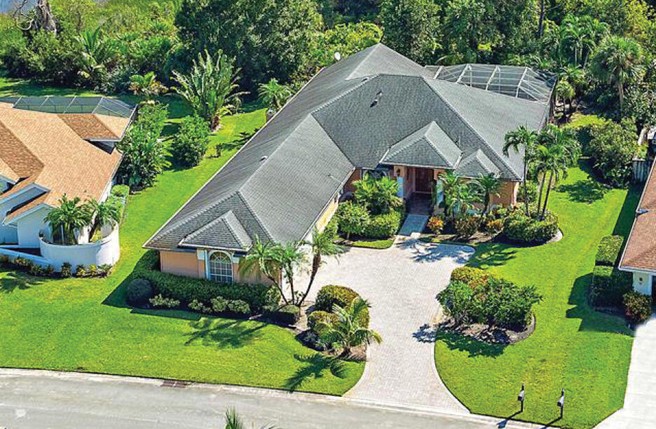 an aerial view of a house