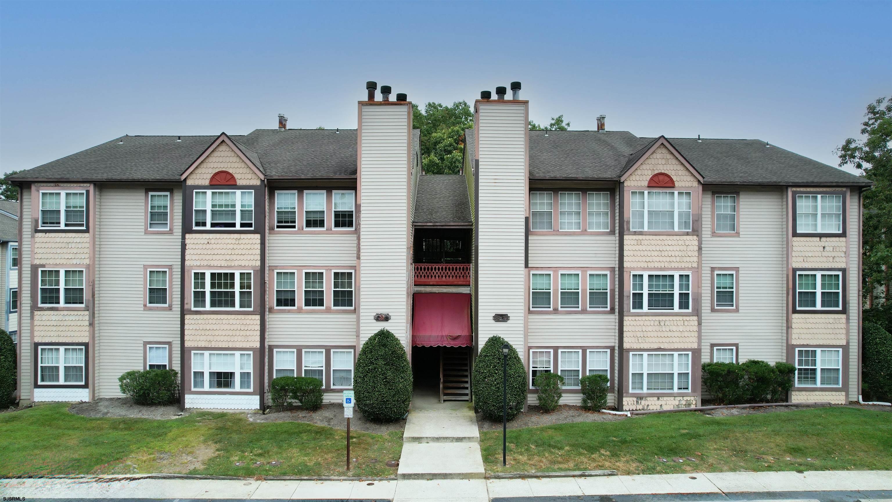 a front view of residential houses