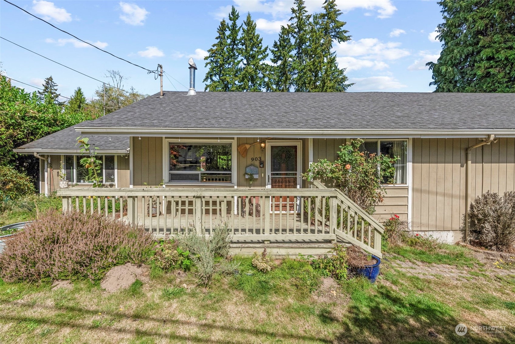 a house view with a garden space