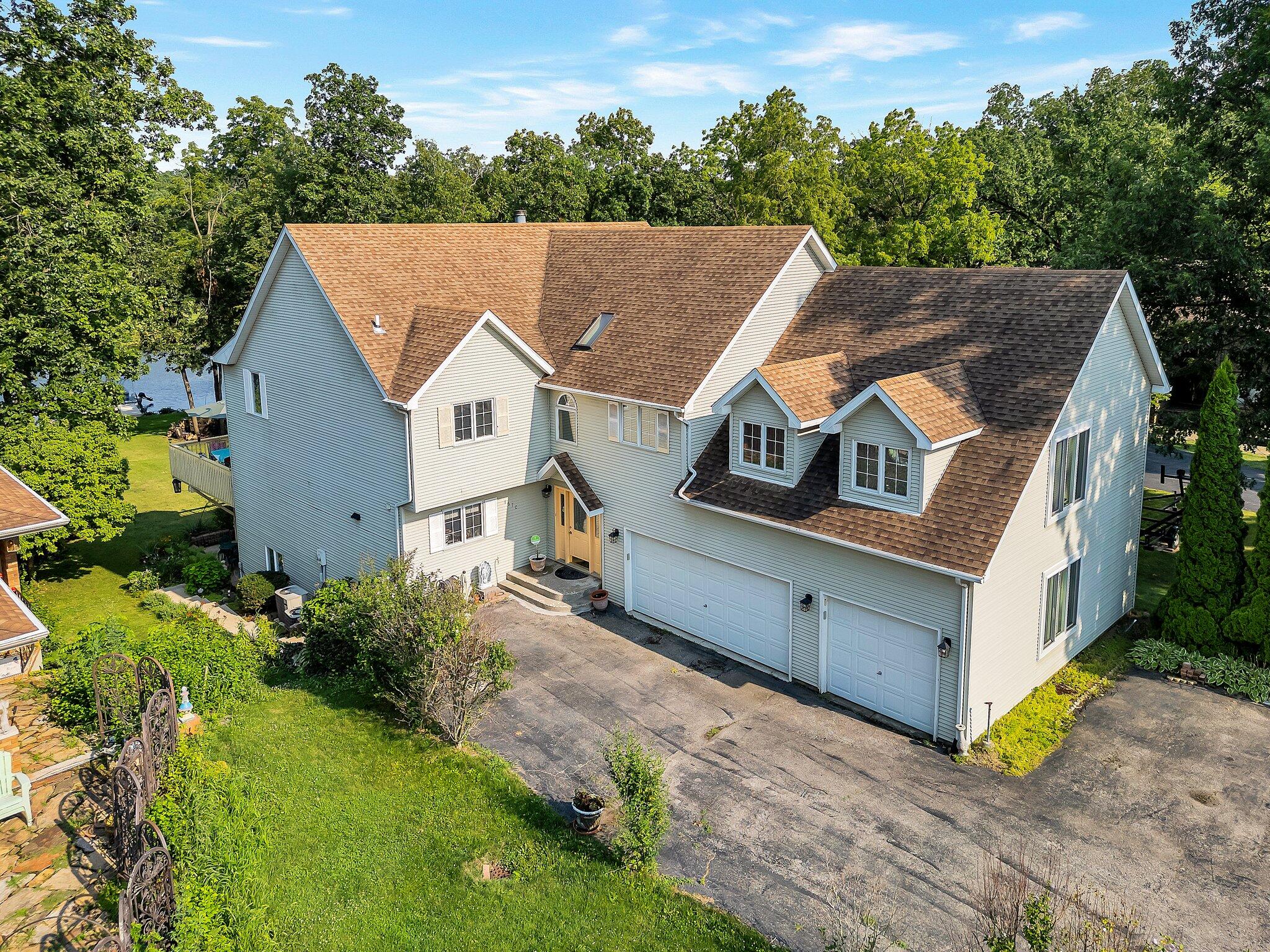 an aerial view of a house