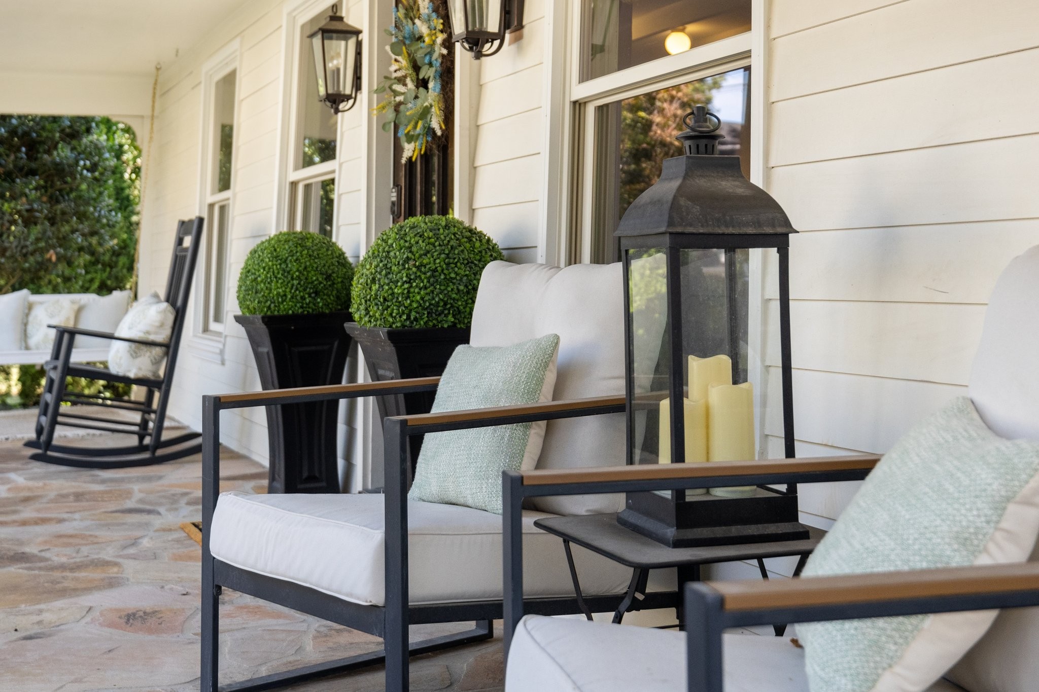 a view of a chairs and tables in the patio