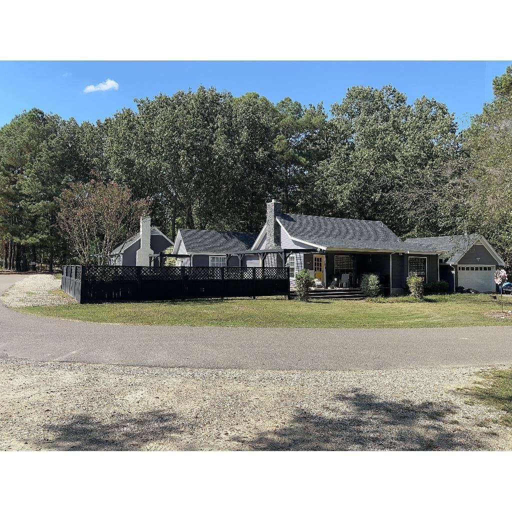 View of front of home with a garage