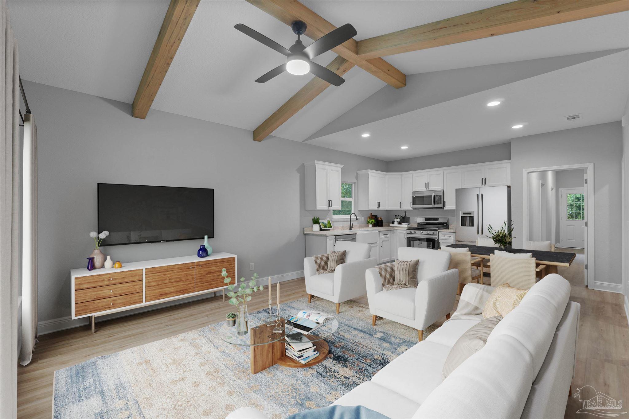 a living room with furniture and a flat screen tv