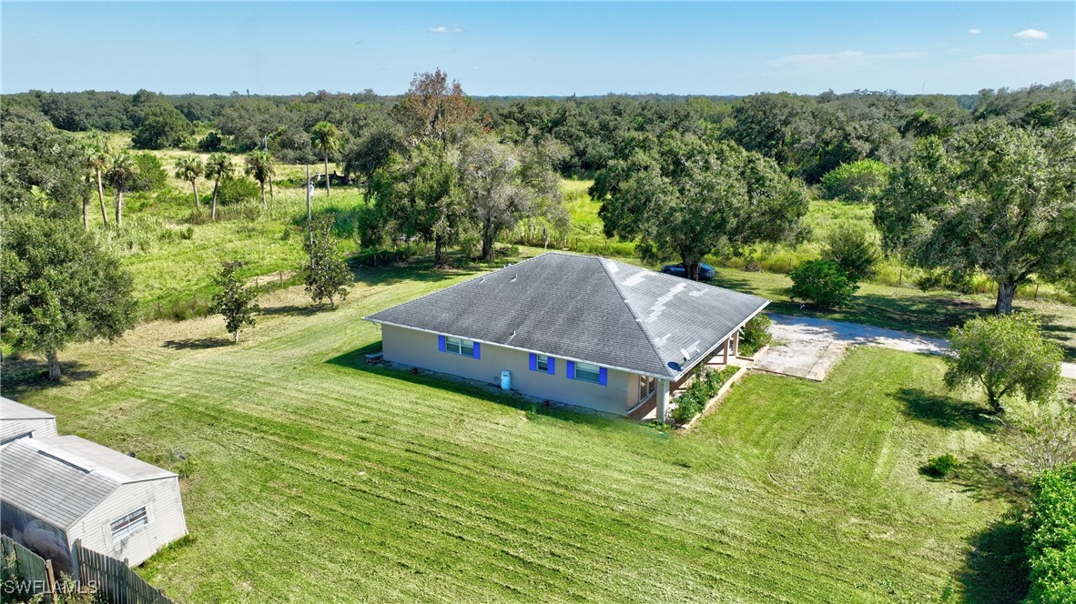 an aerial view of a house