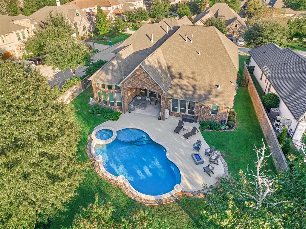 an aerial view of a house