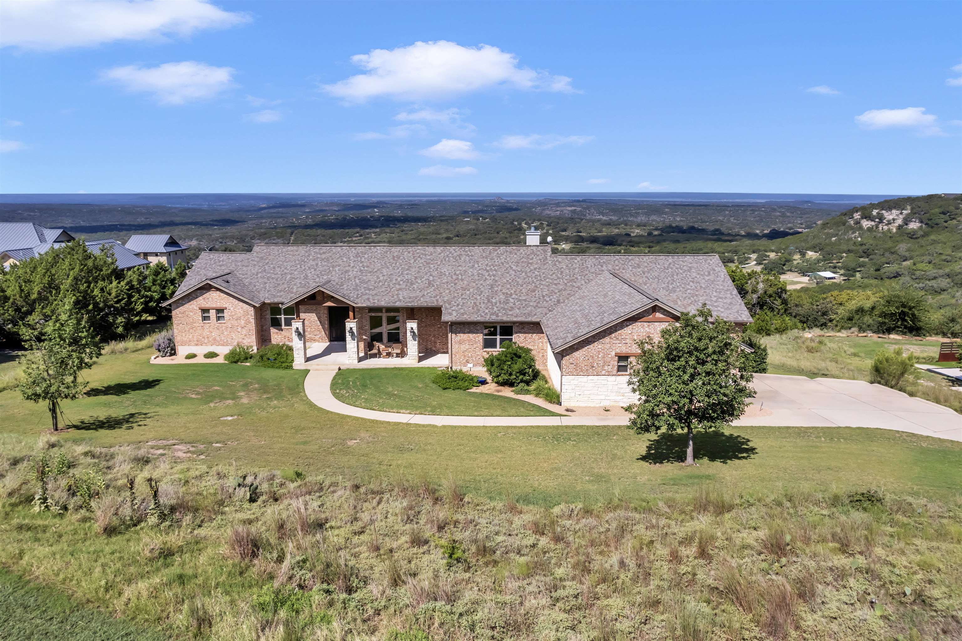 an aerial view of a house